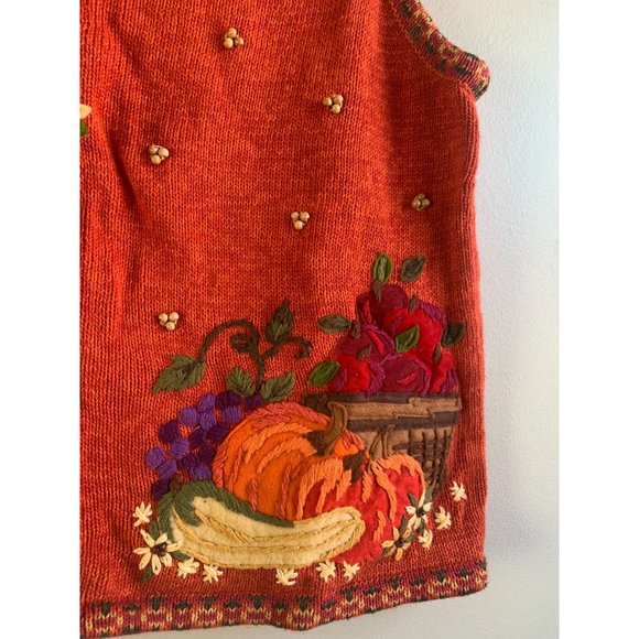 Vintage Harvest Pumpkins Zip Up Sweater Vest XL - Picture 5 of 8